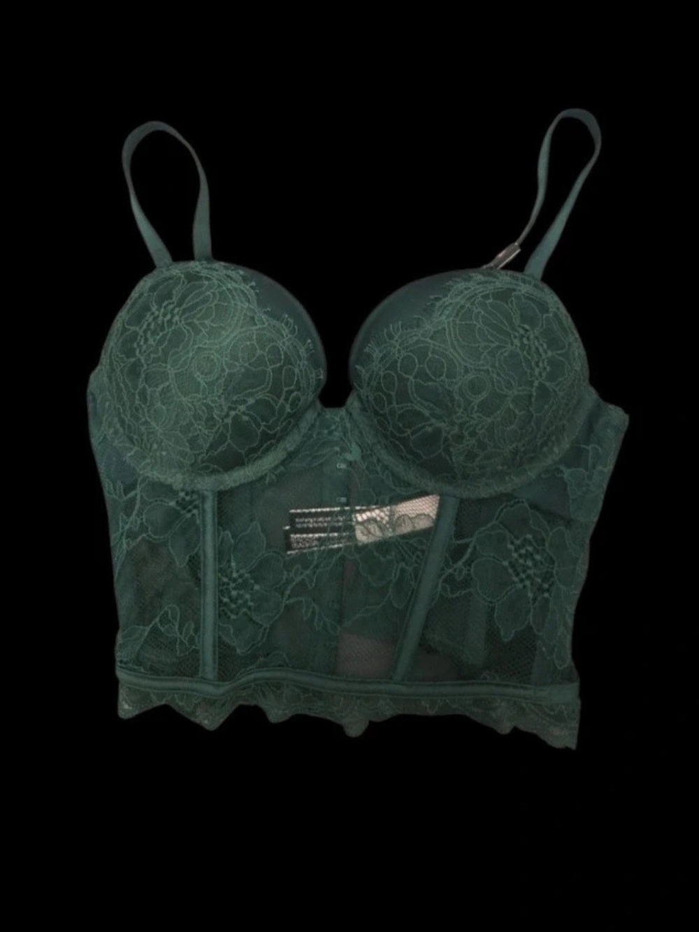 Victoria's Secret Dark Green Lace Longline Bustier Bra